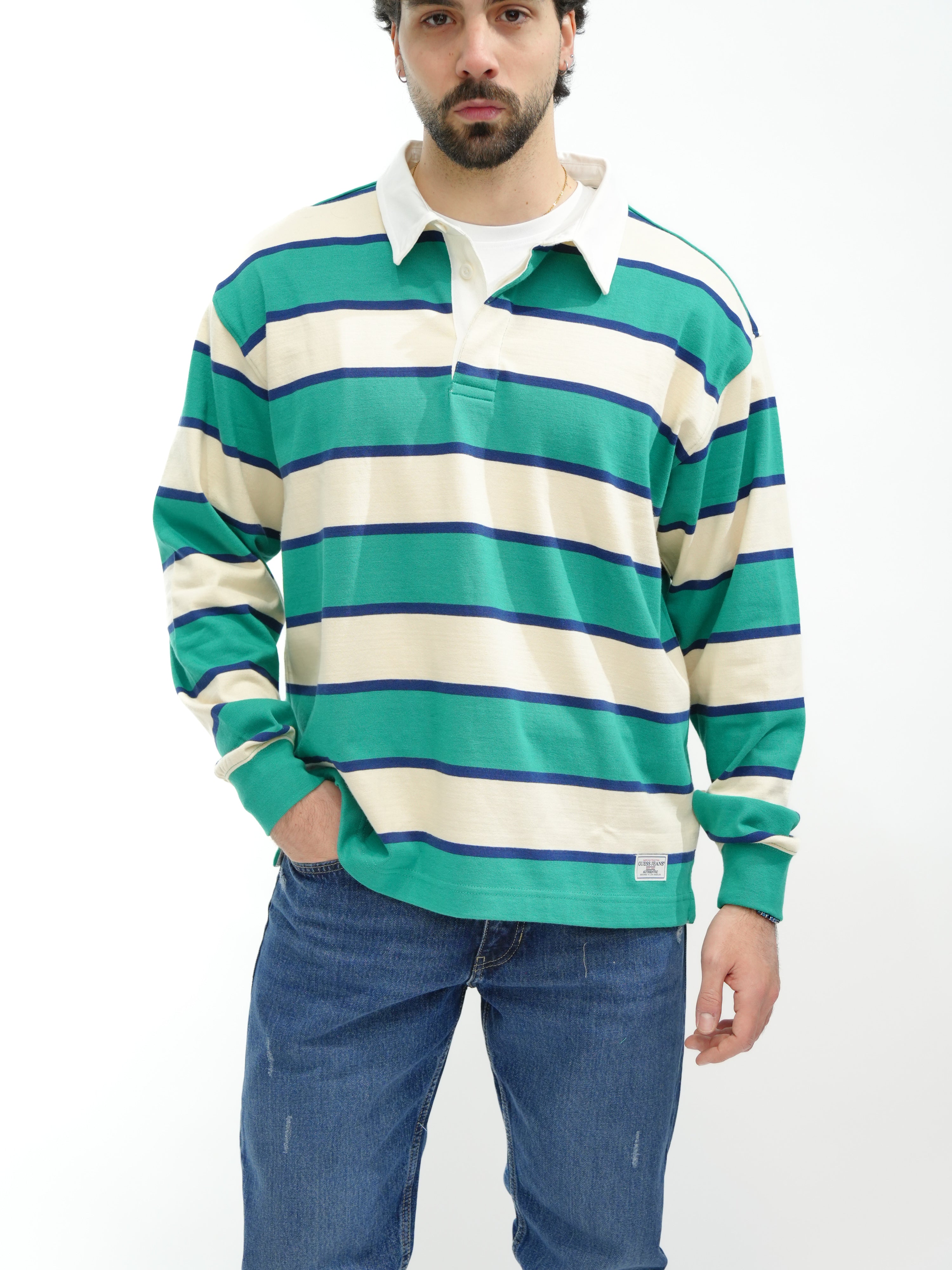 GUESS JEANS Polo rigata manica lunga M5YP27