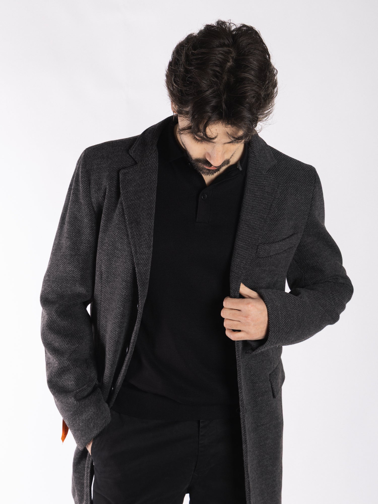 TELAMIRA Cappotto monopetto 3 bottoni spigato TE2216