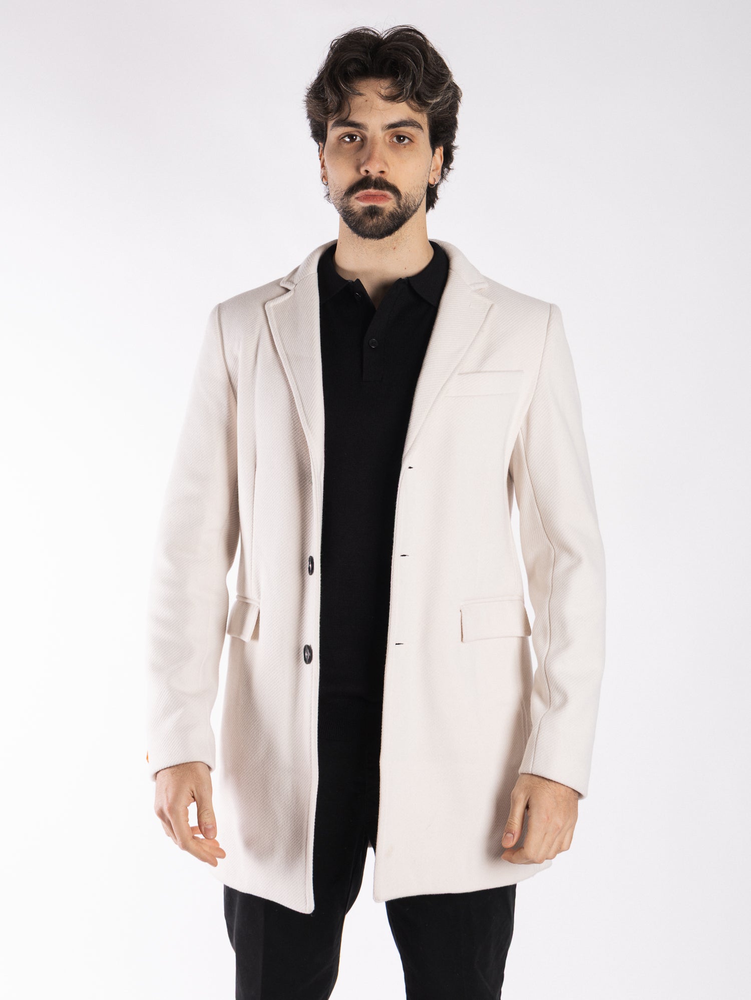 TELAMIRA Cappotto monopetto 3 bottoni spigato TE2216