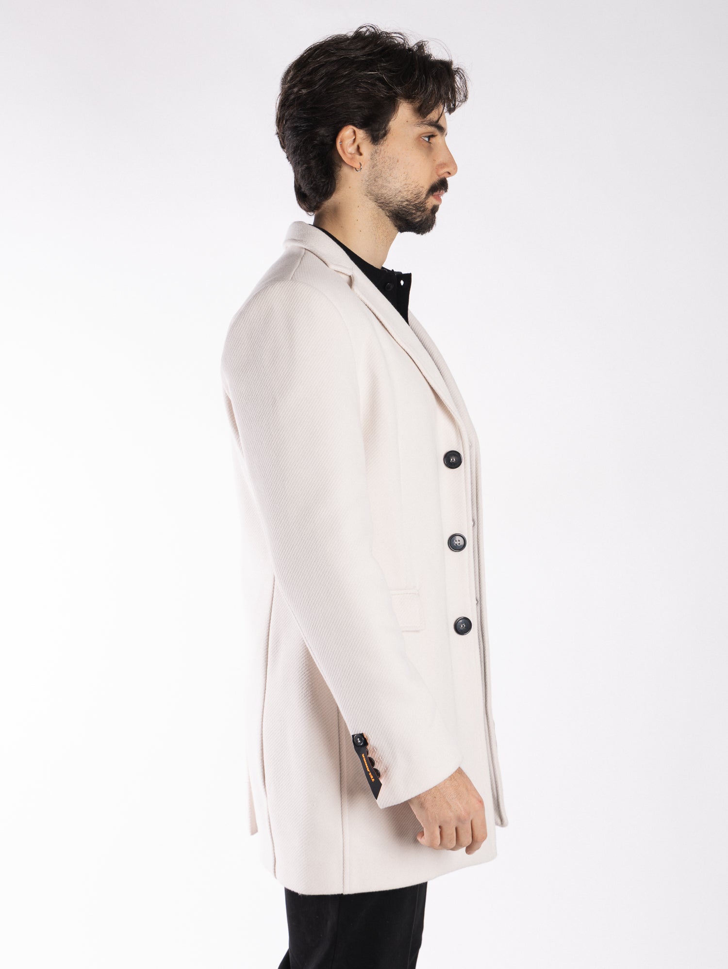 TELAMIRA Cappotto monopetto 3 bottoni spigato TE2216