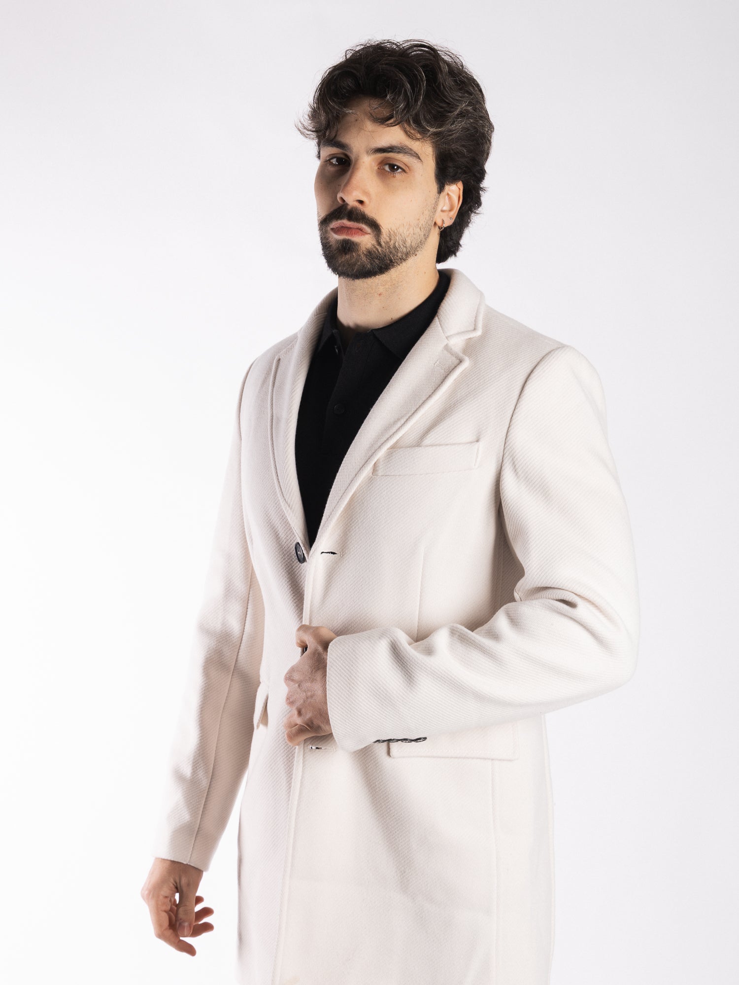 TELAMIRA Cappotto monopetto 3 bottoni spigato TE2216