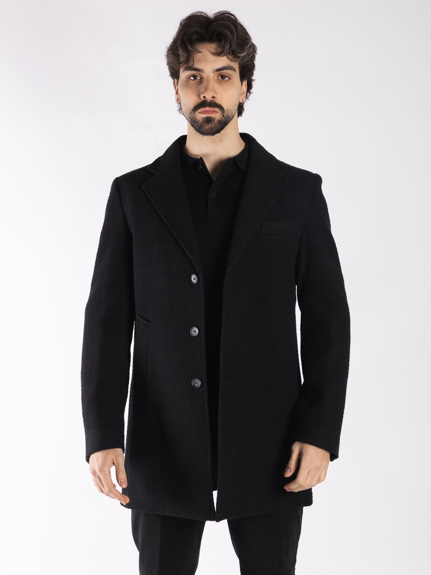TELAMIRA Cappotto monopetto 3 bottoni spigato TE2216