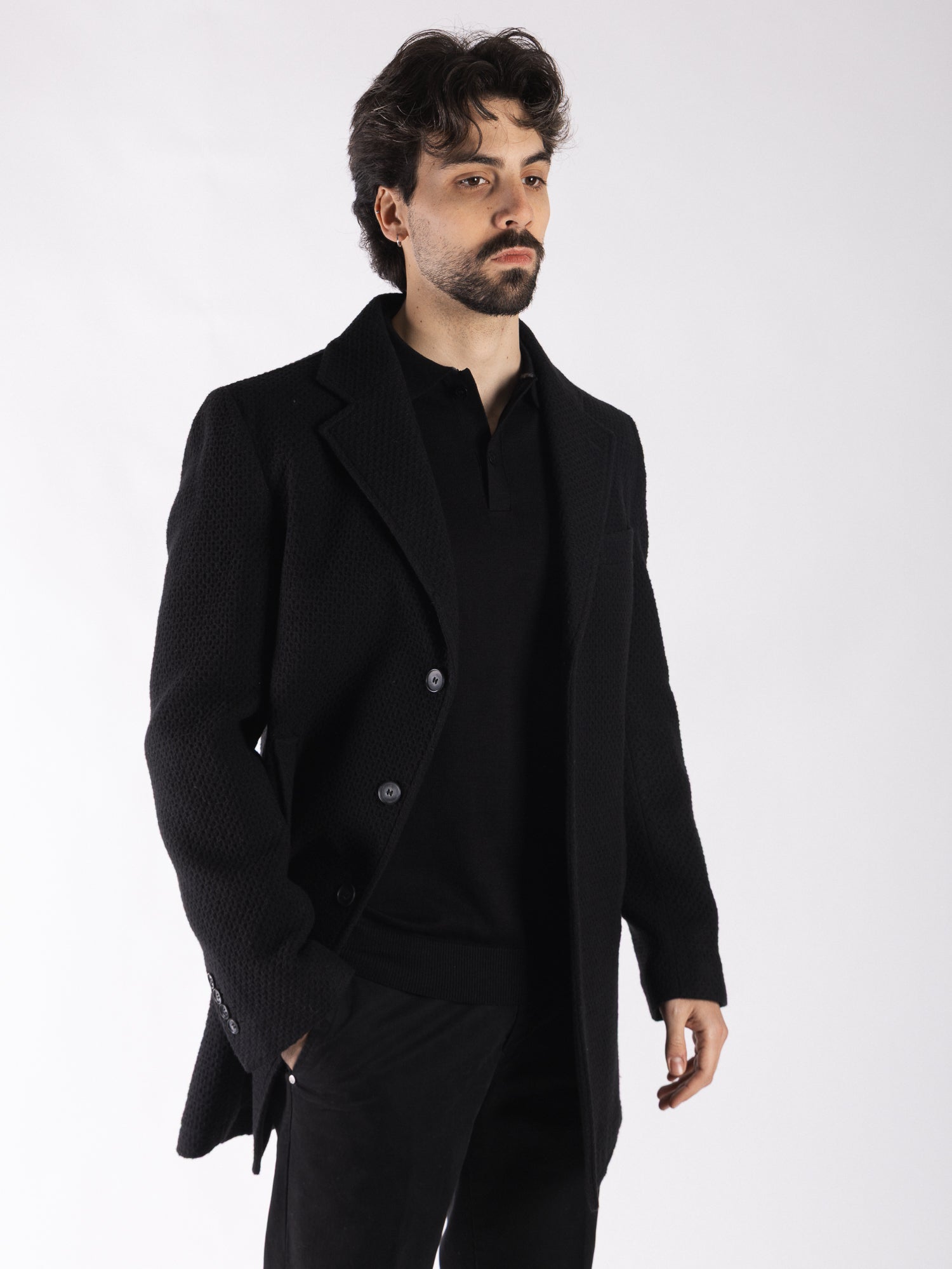 TELAMIRA Cappotto monopetto 3 bottoni spigato TE2216