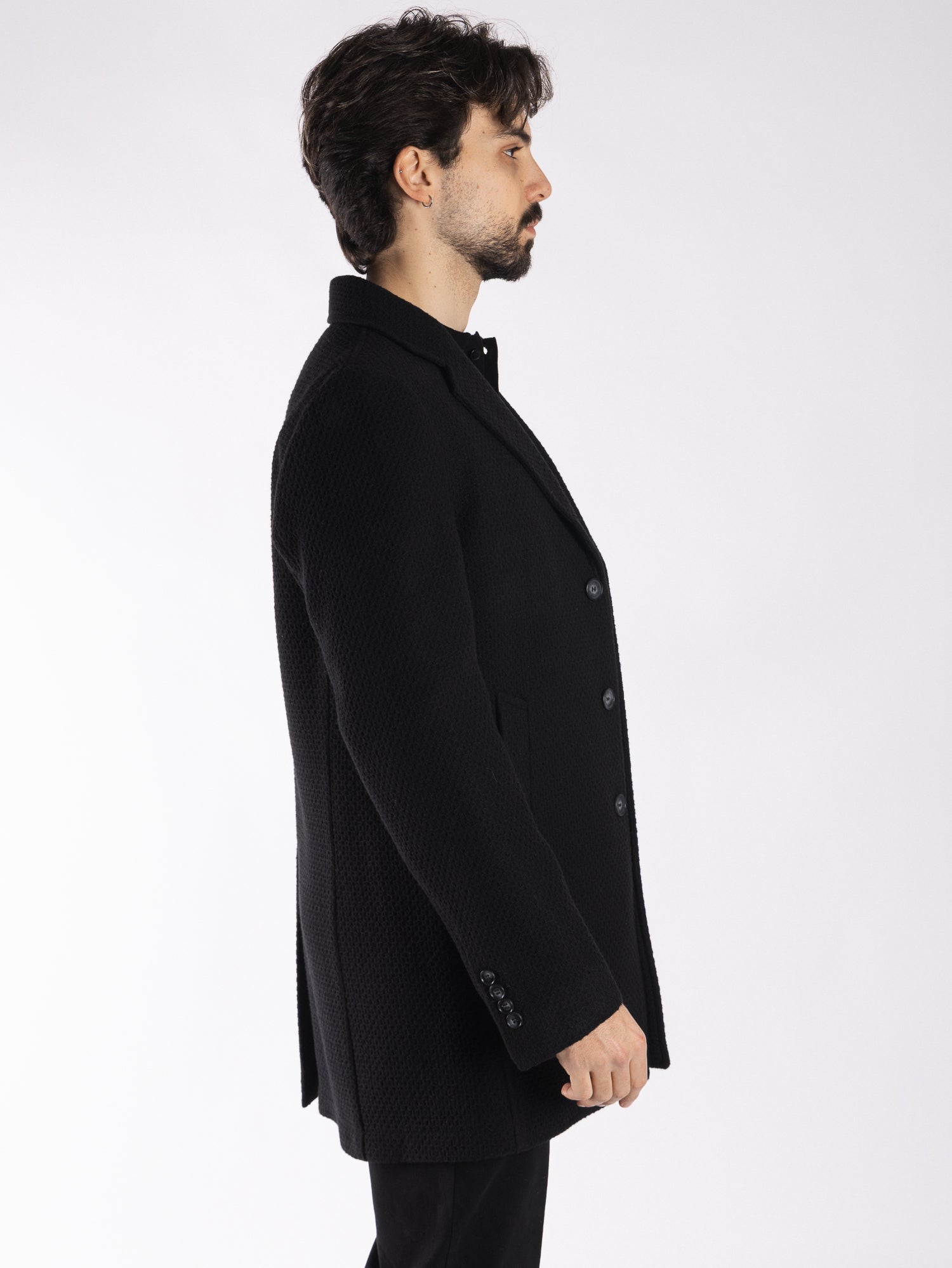 TELAMIRA Cappotto monopetto 3 bottoni spigato TE2216